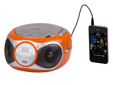 EOL - TREVI CD 512 Boombox radijski in CD predvajalnik, FM Radio, AUX, LCD zaslon, antena, oranžen