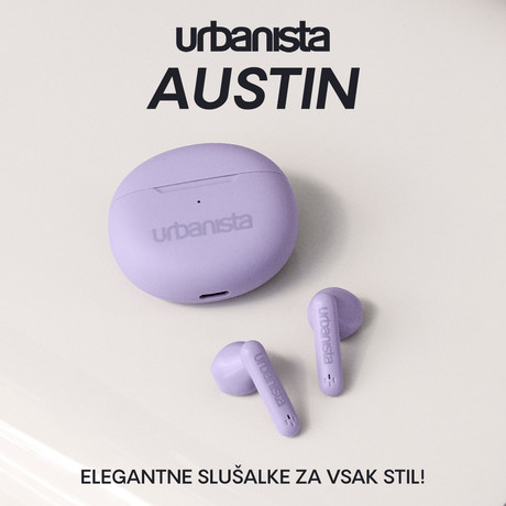 URBANISTA AUSTIN brezžične slušalke, Bluetooth® 5.3, TWS, do 20 ur predvajanja, upravljanje na dotik, IPX4 vodoodpornost, USB Type-C, vijolične (Lavender Purple)
