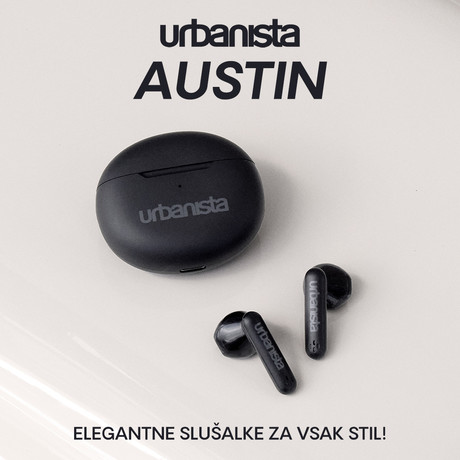 URBANISTA AUSTIN brezžične slušalke, Bluetooth® 5.3, TWS, do 20 ur predvajanja, upravljanje na dotik, IPX4 vodoodpornost, USB Type-C, črne (Midnight Black)