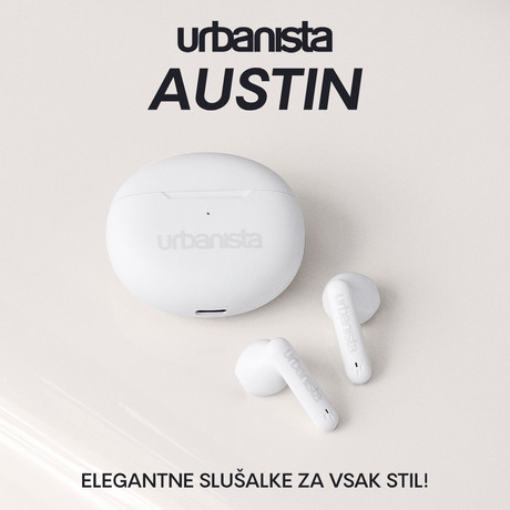 URBANISTA AUSTIN brezžične slušalke, Bluetooth® 5.3, TWS, do 20 ur predvajanja, upravljanje na dotik, IPX4 vodoodpornost, USB Type-C, bele (Pure White)