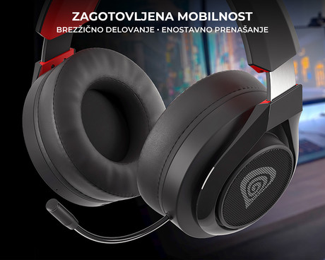 GENESIS SELEN 400 brezžične gaming slušalke z mikrofonom, STEREO 2.0, polnilna baterija, USB, PC / PS4 / Nintendo Switch, črno-rdeče