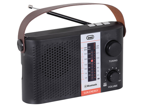 TREVI RA 7F25 Prenosni Radio FM/AW/SW, Bluetooth, MP3, USB/MicroSD, Solarno polnjenje, polnilna baterija, črn