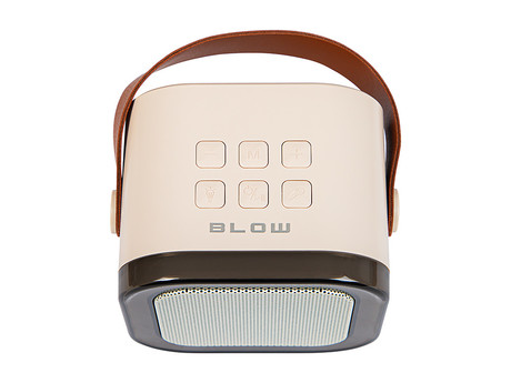 BLOW KIDS KARAOKE komplet, brezžični zvočnik + 2x brezžični mikrofon, Bluetooth 5.3, polnilna baterija, USB / microSD / AUX, RGB LED osvetlitev, ročaj, bež (Cream Beige)