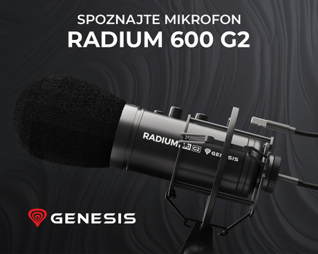 GENESIS RADIUM 600 G2 profesionalni mikrofon, namizni / studijski, 48kHz, gumbi za upravljanje, gumb MUTE, jack 3.5mm, USB Type-C, PC / Mac OS, črn