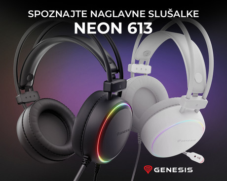 GENESIS NEON 613 gaming naglavne slušalke, 2.0 STEREO zvok, mikrofon, RGB LED osvetlitev, nadzor glasnosti, gumbi za upravljanje, bele (Howlite White)