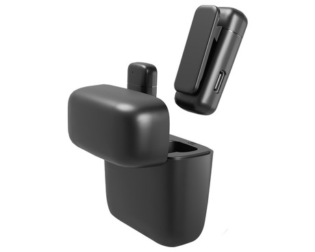 Natec HOPPER brezžični mikrofon, mini, lavalier, polnilna baterija, 2.4GHz sprejemnik, doseg do 30m, tehnologija ENC, CLIP-ON montaža, +polnilna postaja, USB Type-C, črn