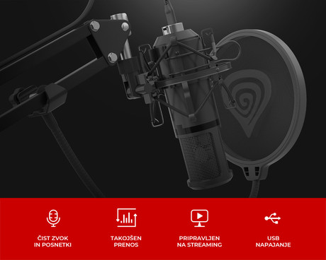 GENESIS RADIUM 400 G2 profesionalni mikrofon, namizni / studijski, črn