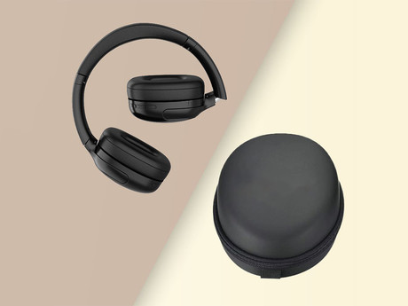 MANTA RYTMO ELEGANCE brezžične naglavne slušalke, Bluetooth 5.3, Hybrid ANC, polnilna baterija, do 50 ur, zložljive, 4x mikrofon, USB Type-C, AUX, +torbica, črne (Phantom Black)