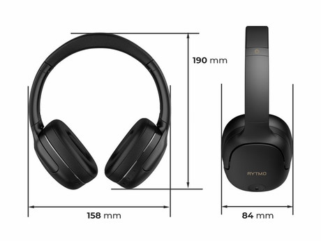 MANTA RYTMO ELEGANCE brezžične naglavne slušalke, Bluetooth 5.3, Hybrid ANC, polnilna baterija, do 50 ur, zložljive, 4x mikrofon, USB Type-C, AUX, +torbica, črne (Phantom Black)