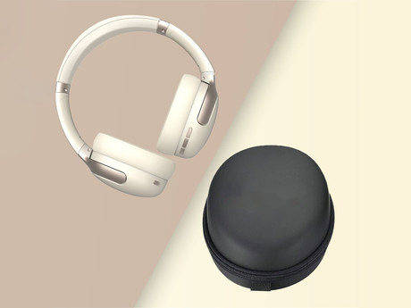 MANTA RYTMO ELEGANCE brezžične naglavne slušalke, Bluetooth 5.3, Hybrid ANC, polnilna baterija, do 50 ur, zložljive, 4x mikrofon, USB Type-C, AUX, +torbica, bež (Creamy White)