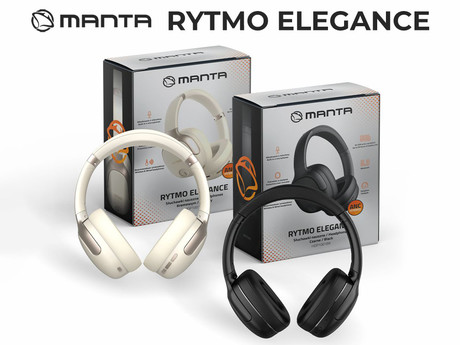 MANTA RYTMO ELEGANCE brezžične naglavne slušalke, Bluetooth 5.3, Hybrid ANC, polnilna baterija, do 50 ur, zložljive, 4x mikrofon, USB Type-C, AUX, +torbica, bež (Creamy White)