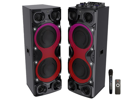 MANTA SPK1204X800D MINOS PRO zvočni KARAOKE sistem, STEREO zvok, Bluetooth, Equalizer, X-Bass, RGB LED osvetlitev, USB / microSD / AUX / MIC-in, +mikrofon, +daljinec, črn