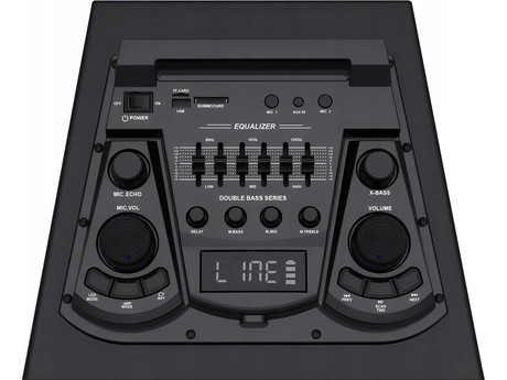 MANTA SPK1204X800D MINOS PRO zvočni KARAOKE sistem, STEREO zvok, Bluetooth, Equalizer, X-Bass, RGB LED osvetlitev, USB / microSD / AUX / MIC-in, +mikrofon, +daljinec, črn