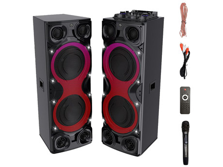 MANTA SPK1204X800D MINOS PRO zvočni KARAOKE sistem, STEREO zvok, Bluetooth, Equalizer, X-Bass, RGB LED osvetlitev, USB / microSD / AUX / MIC-in, +mikrofon, +daljinec, črn