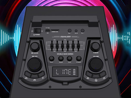 MANTA SPK1204X800D MINOS PRO zvočni KARAOKE sistem, STEREO zvok, Bluetooth, Equalizer, X-Bass, RGB LED osvetlitev, USB / microSD / AUX / MIC-in, +mikrofon, +daljinec, črn