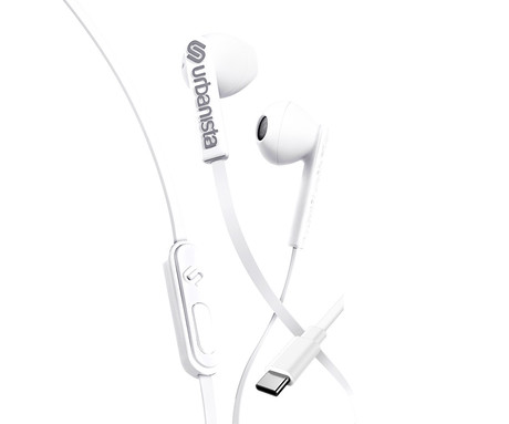 URBANISTA SAN FRANCISCO žične slušalke z mikrofonom, USB Type-C, hibridna ergonomska oblika, klicanje, Android / iOS / Windows, bele (Pure White)