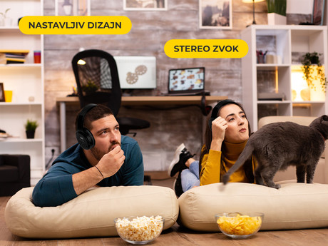 TREVI Brezžične naglavne TV Hi-Fi slušalke FRS 1580, 2x slušalke + polnilna postaja, baterija, do 30m