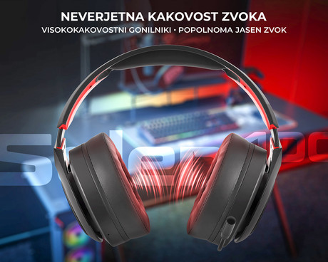 GENESIS SELEN 400 brezžične gaming slušalke z mikrofonom, STEREO 2.0, polnilna baterija, USB, PC / PS4 / Nintendo Switch, črno-rdeče