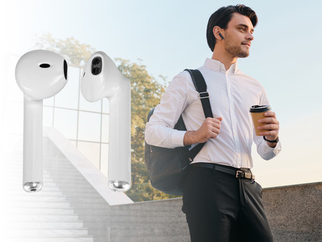 TREVI HMP 12E20 AIR mini Bluetooth 5.1 slušalke z mikrofonom, TWS, polnilna enota, touch kontrola, bele