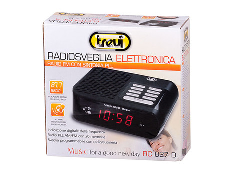 TREVI RC 827 Digital Radio alarm ura, FM Radio, Snooze, Sleep, črna