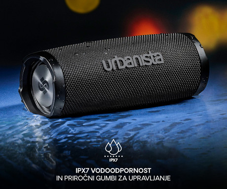 URBANISTA NASHVILLE prenosni zvočnik, 20W, Bluetooth® 5.2, TWS, do 18 ur predvajanja, upravljanje z gumbi, IPX7 vodoodpornost, USB Type-C, črn (Midnight Black)