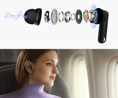 Blackview AIRBUDS 12 brezžične ušesne slušalke, Bluetooth 5.4, Advanced ANC & ENC, LED zaslon, klicanje, mikrofon, polnilna postaja, do 28 ur, IPX7 vodoopornost, USB Type-C, črne (Ink Black)