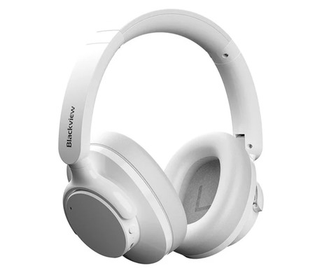 Blackview FITBUDS H1 brezžične naglavne slušalke, Bluetooth 5.4, 3D Stereo, Hybrid ANC & ENC, klicanje, mikrofon, polnilna baterija, do 65 ur, zložljive, USB Type-C, bele (Nebula White)