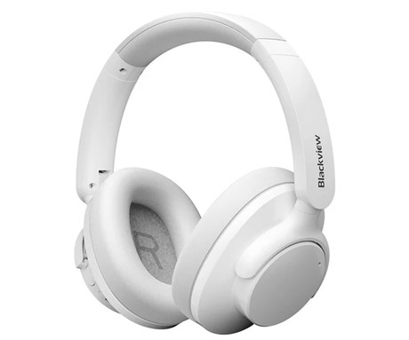 Blackview FITBUDS H1 brezžične naglavne slušalke, Bluetooth 5.4, 3D Stereo, Hybrid ANC & ENC, klicanje, mikrofon, polnilna baterija, do 65 ur, zložljive, USB Type-C, bele (Nebula White)