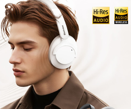 Blackview FITBUDS H1 brezžične naglavne slušalke, Bluetooth 5.4, 3D Stereo, Hybrid ANC & ENC, klicanje, mikrofon, polnilna baterija, do 65 ur, zložljive, USB Type-C, bele (Nebula White)