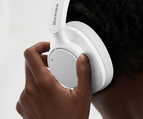 Blackview FITBUDS H1 brezžične naglavne slušalke, Bluetooth 5.4, 3D Stereo, Hybrid ANC & ENC, klicanje, mikrofon, polnilna baterija, do 65 ur, zložljive, USB Type-C, bele (Nebula White)