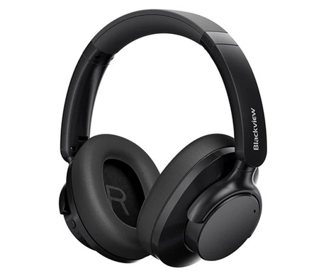 Blackview FITBUDS H1 brezžične naglavne slušalke, Bluetooth 5.4, 3D Stereo, Hybrid ANC & ENC, klicanje, mikrofon, polnilna baterija, do 65 ur, zložljive, USB Type-C, črne (Nimbus Black)