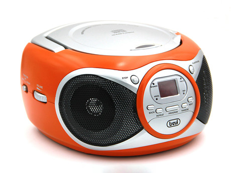 EOL - TREVI CD 512 Boombox radijski in CD predvajalnik, FM Radio, AUX, LCD zaslon, antena, oranžen