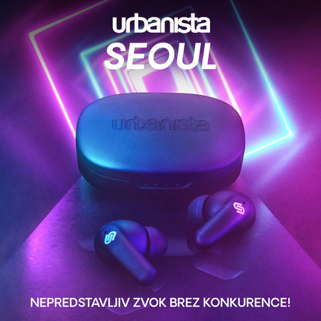 URBANISTA SEOUL brezžične slušalke, Bluetooth® 5.2, TWS, do 32 ur predvajanja, upravljanje na dotik, brezžično polnjenje, nizka zakasnitev, črne (Midnight Black)