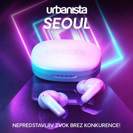 URBANISTA SEOUL brezžične slušalke, Bluetooth® 5.2, TWS, do 32 ur predvajanja, upravljanje na dotik, brezžično polnjenje, nizka zakasnitev, bele (Pearl White)