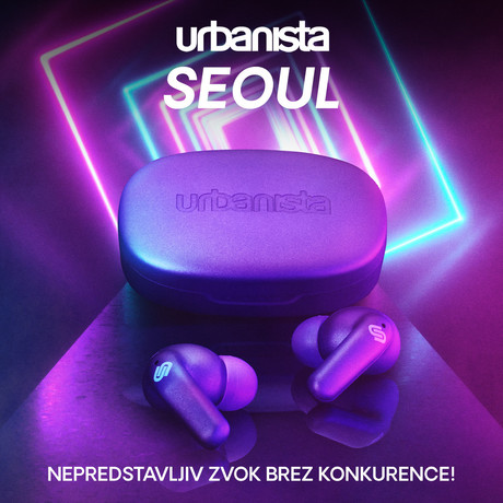 URBANISTA SEOUL brezžične slušalke, Bluetooth® 5.2, TWS, do 32 ur predvajanja, upravljanje na dotik, brezžično polnjenje, nizka zakasnitev, vijolične (Vivid Purple)