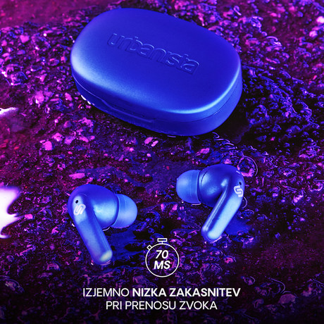 URBANISTA SEOUL brezžične slušalke, Bluetooth® 5.2, TWS, do 32 ur predvajanja, upravljanje na dotik, brezžično polnjenje, nizka zakasnitev, modre (Electric Blue)