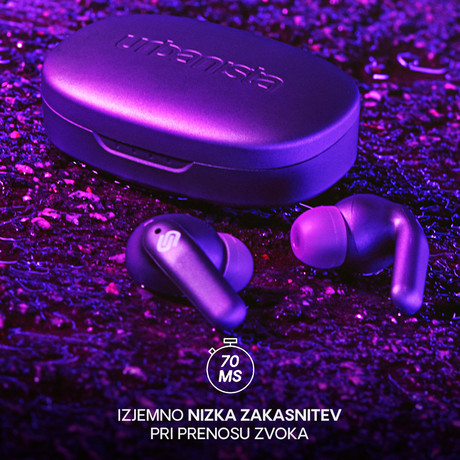 URBANISTA SEOUL brezžične slušalke, Bluetooth® 5.2, TWS, do 32 ur predvajanja, upravljanje na dotik, brezžično polnjenje, nizka zakasnitev, vijolične (Vivid Purple)