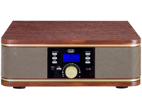 TREVI TT 1042 BT gramofon / radijski sprejemnik, Bluetooth, DAB / DAB+ / MP3 / USB, LCD zaslon, gramofonske / vinilne plošče, lesen, rjav, srebrn