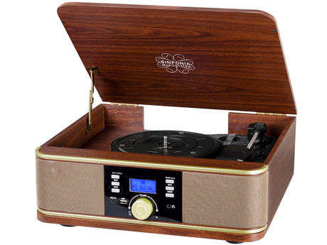 TREVI TT 1042 BT gramofon / radijski sprejemnik, Bluetooth, DAB / DAB+ / MP3 / USB, LCD zaslon, gramofonske / vinilne plošče, lesen, rjav, srebrn