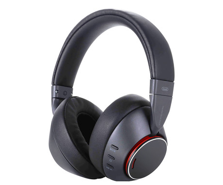 TREVI DJ 12E90 brezžične naglavne slušalke, Bluetooth 5.3, Active Noise Cancelling, mikrofon, prostoročno telefoniranje, zložljive, polnilna baterija, USB Type-C, + torbica, črne
