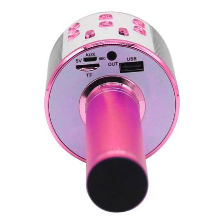 MANTA MIC11 karaoke mikrofon + zvočnik, Bluetooth, USB, microSD, vgrajena baterija, roza (pink)
