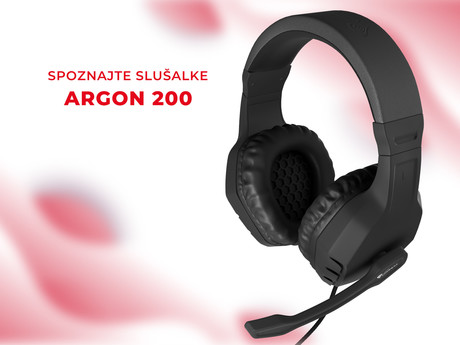 GENESIS Argon 200 Gaming naglavne slušalke z mikrofonom, STEREO 2.0, LED osvetlitev, pleten kabel, črne