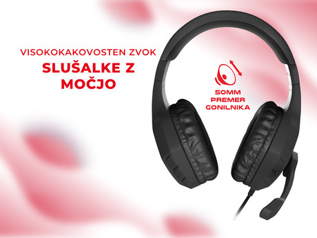GENESIS ARGON 200 gaming naglavne slušalke, 2.0 STEREO zvok, mikrofon, tehnologija Noise Reduction, nadzor glasnosti, pleten kabel, mini jack 3.5mm, črne