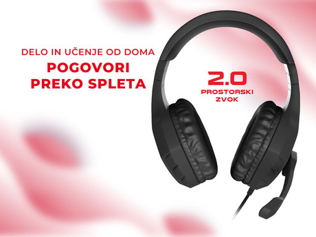 GENESIS Argon 200 Gaming naglavne slušalke z mikrofonom, STEREO 2.0, LED osvetlitev, pleten kabel, črne