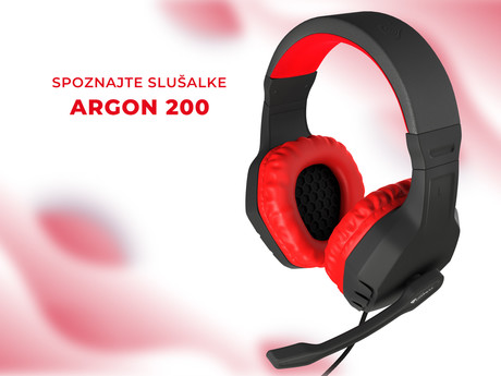 GENESIS ARGON 200 gaming naglavne slušalke, 2.0 STEREO zvok, mikrofon, tehnologija Noise Reduction, nadzor glasnosti, pleten kabel, mini jack 3.5mm, črno rdeče