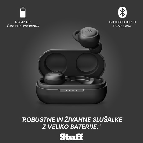 URBANISTA ATHENS brezžične športne slušalke s polnilno postajo, Bluetooth, TWS, IP67, Midnight Black (črne)