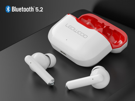 EOL - LEDWOOD CAPELLA brezžične slušalke, TWS, BT5.0, Voice, Touch, Super BASS, rdeče