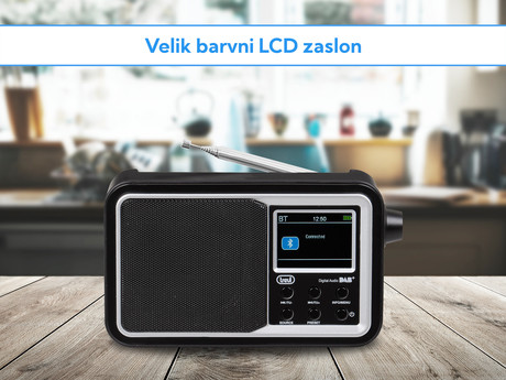 TREVI 7F96R Prenosni digitalni radio, Bluetooth, DAB/DAB+/FM, polnilna baterija, črn