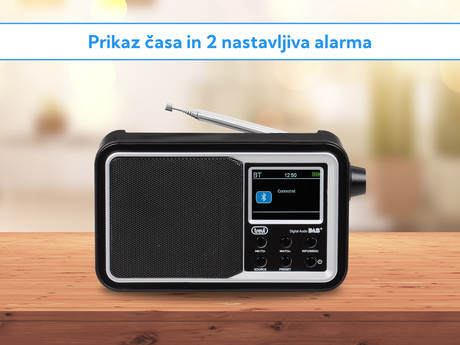 TREVI 7F96R Prenosni digitalni radio, Bluetooth, DAB/DAB+/FM, polnilna baterija, črn