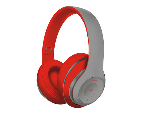 PLATINET/Freestyle FH0916GR naglavne Bluetooth slušalke + mikrofon, microSD, FM radio, AUX-in, zložljive, sivo-rdeče